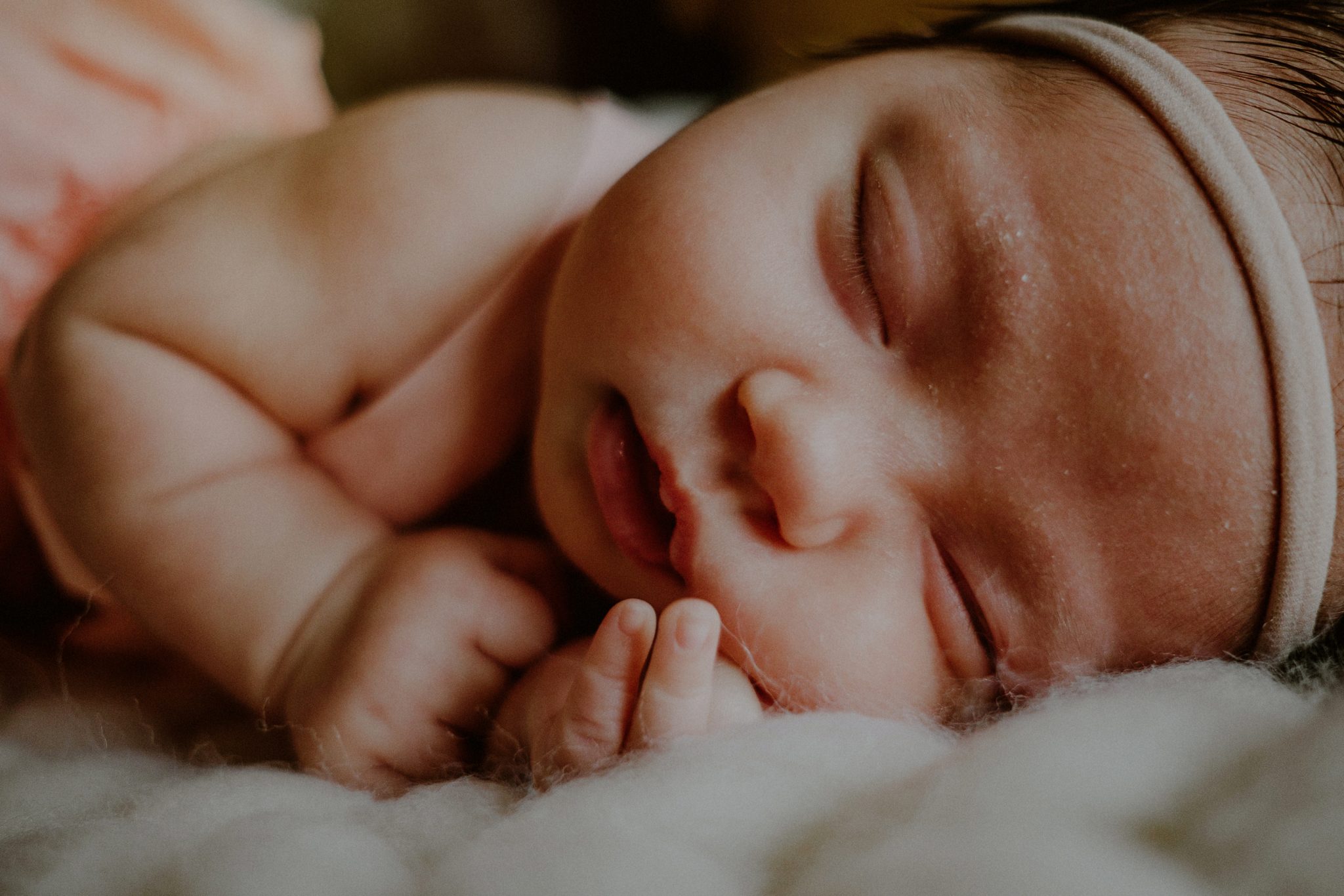 close up of newborn baby's face / nj newborn photography