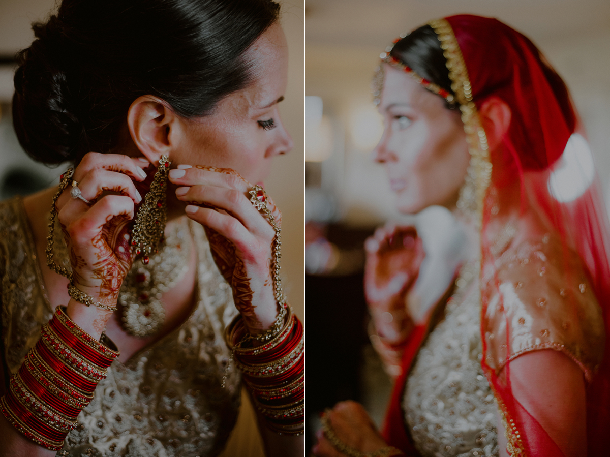 indian wedding photos of bride getting ready