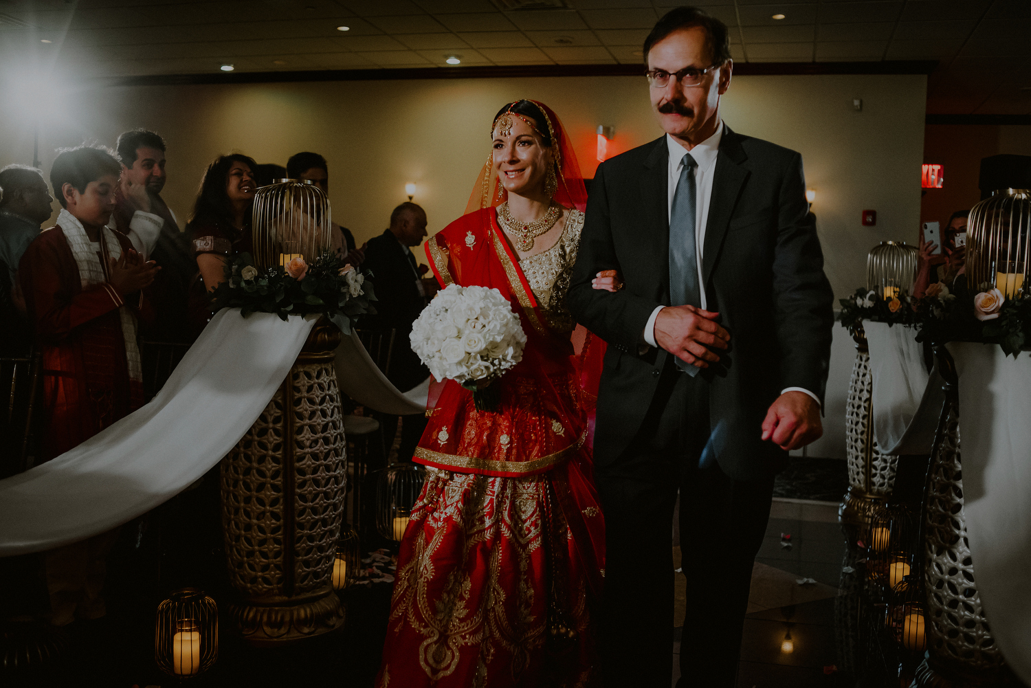 bride enters mandap in indian wedding ceremony