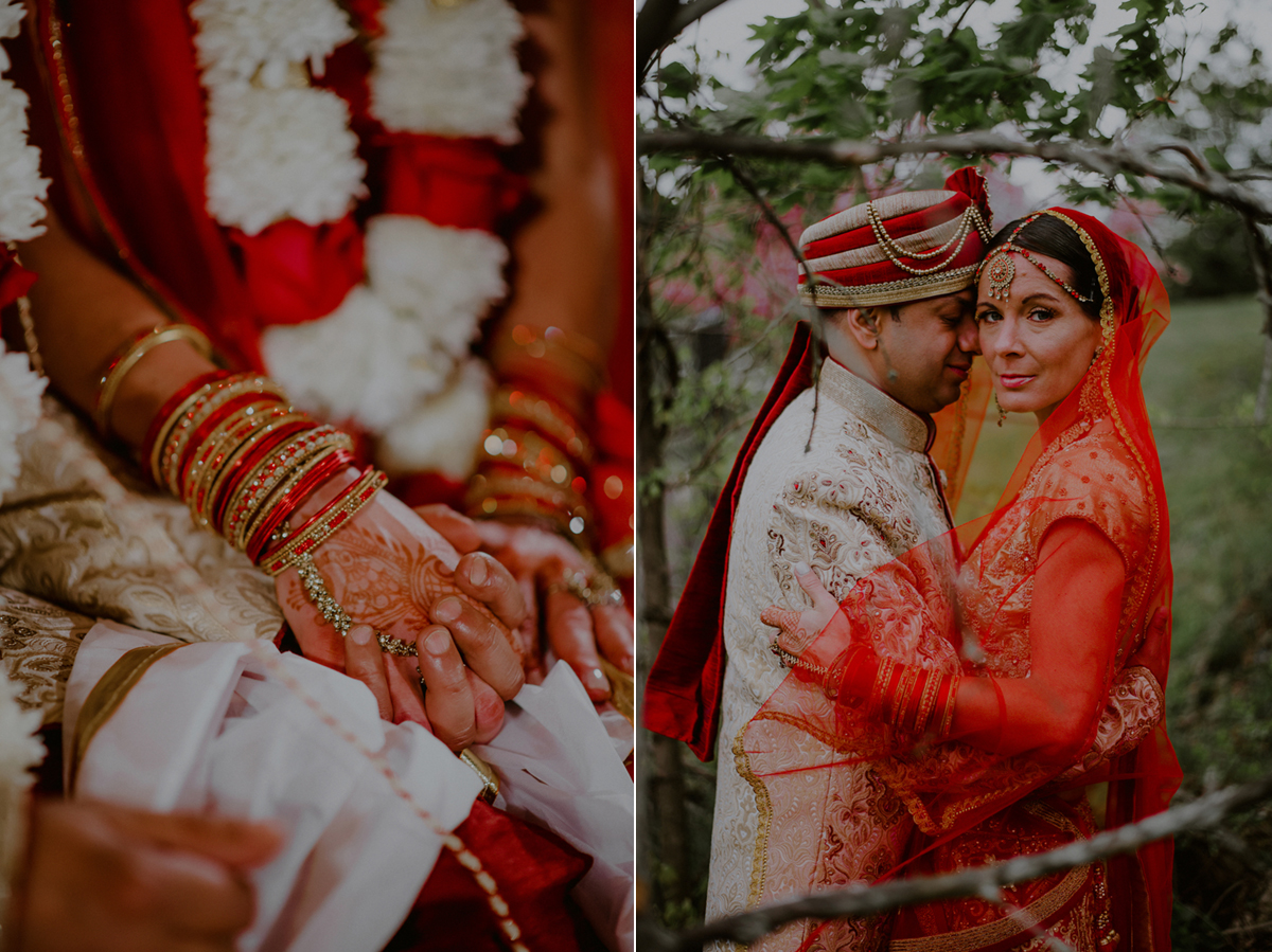 indian wedding portraits of bride and groom