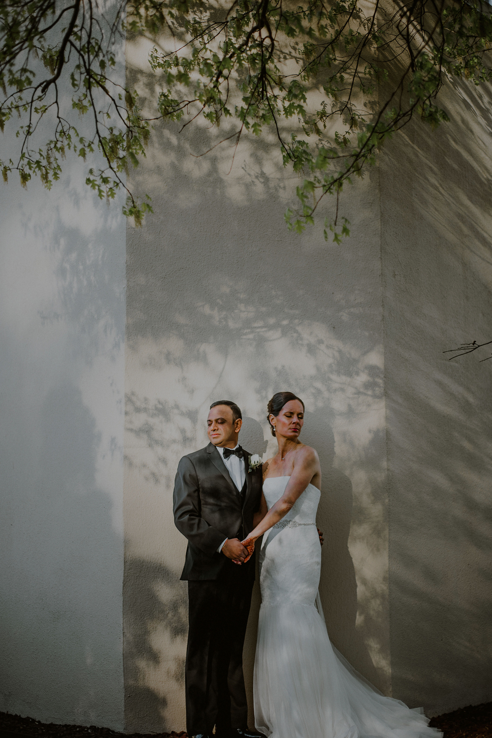 creative bride and groom wedding portrait