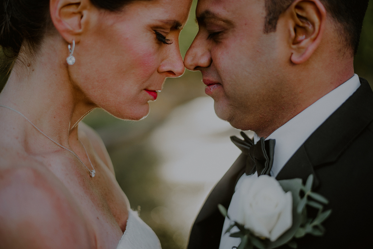 intimate bride and groom wedding portrait