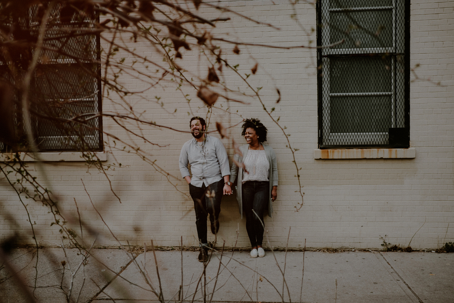 fun laughing engaged couple in new york