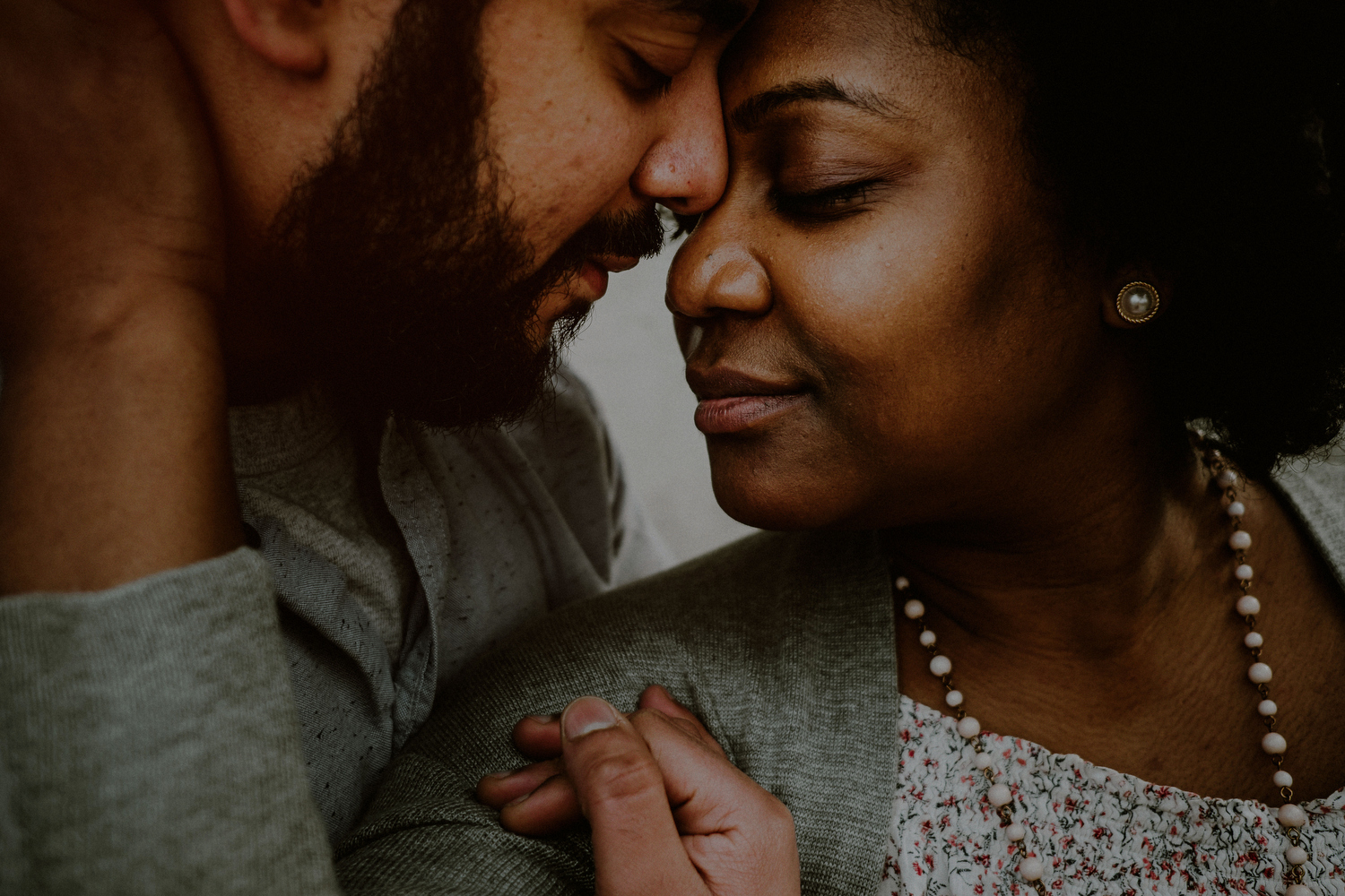 intimate engagement photo of couple