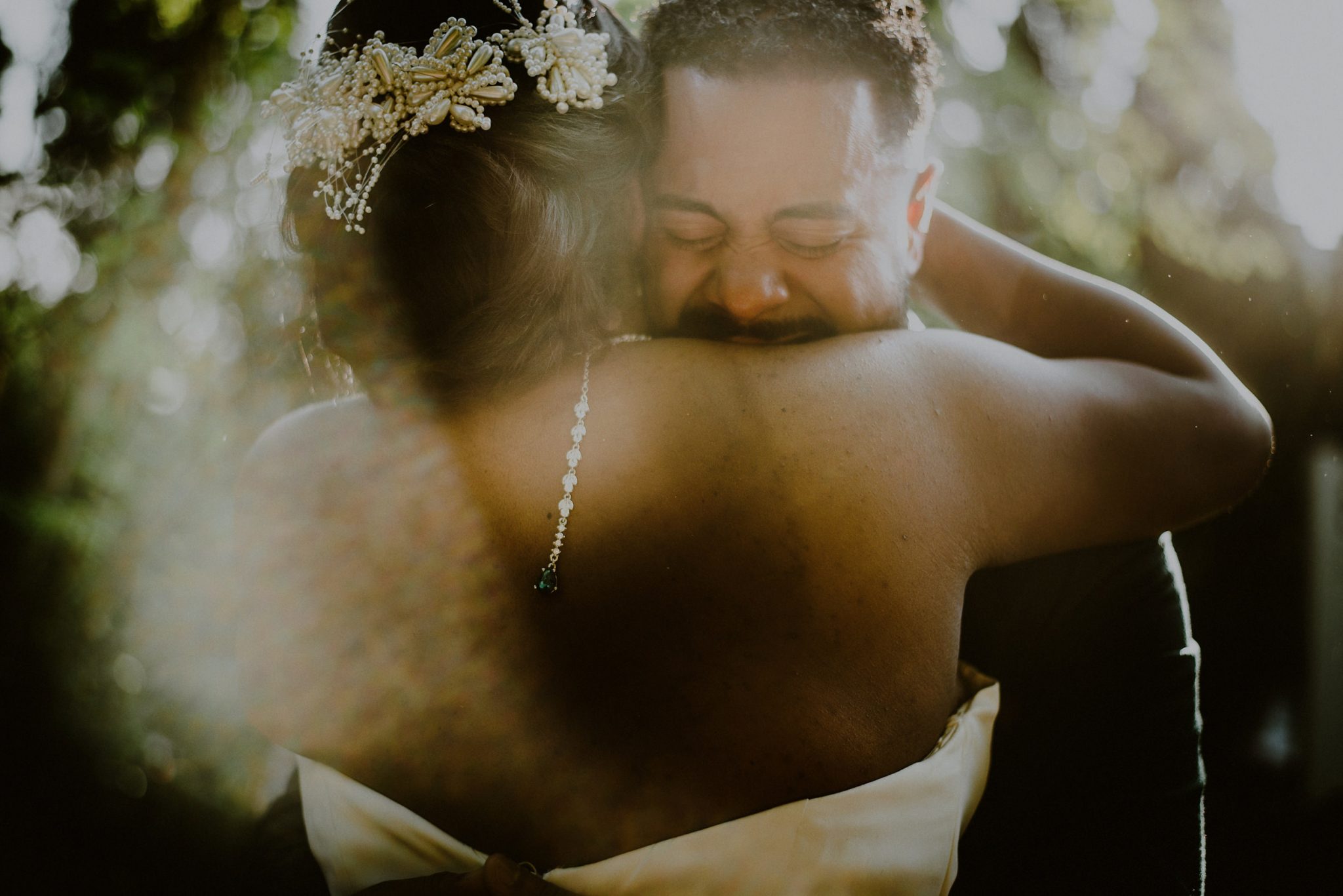 groom cries during first look