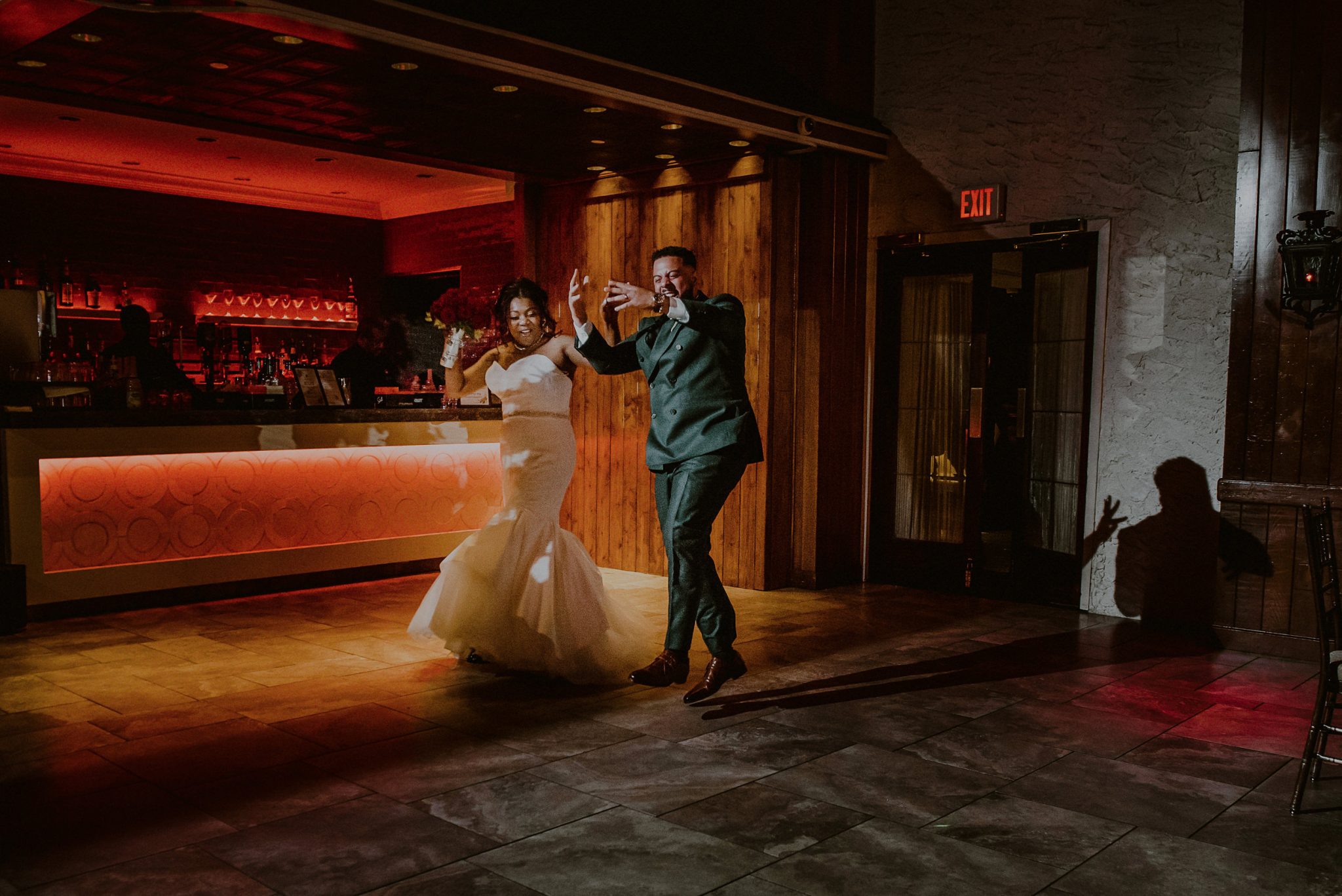 bride and groom entrance to fox hollow reception room