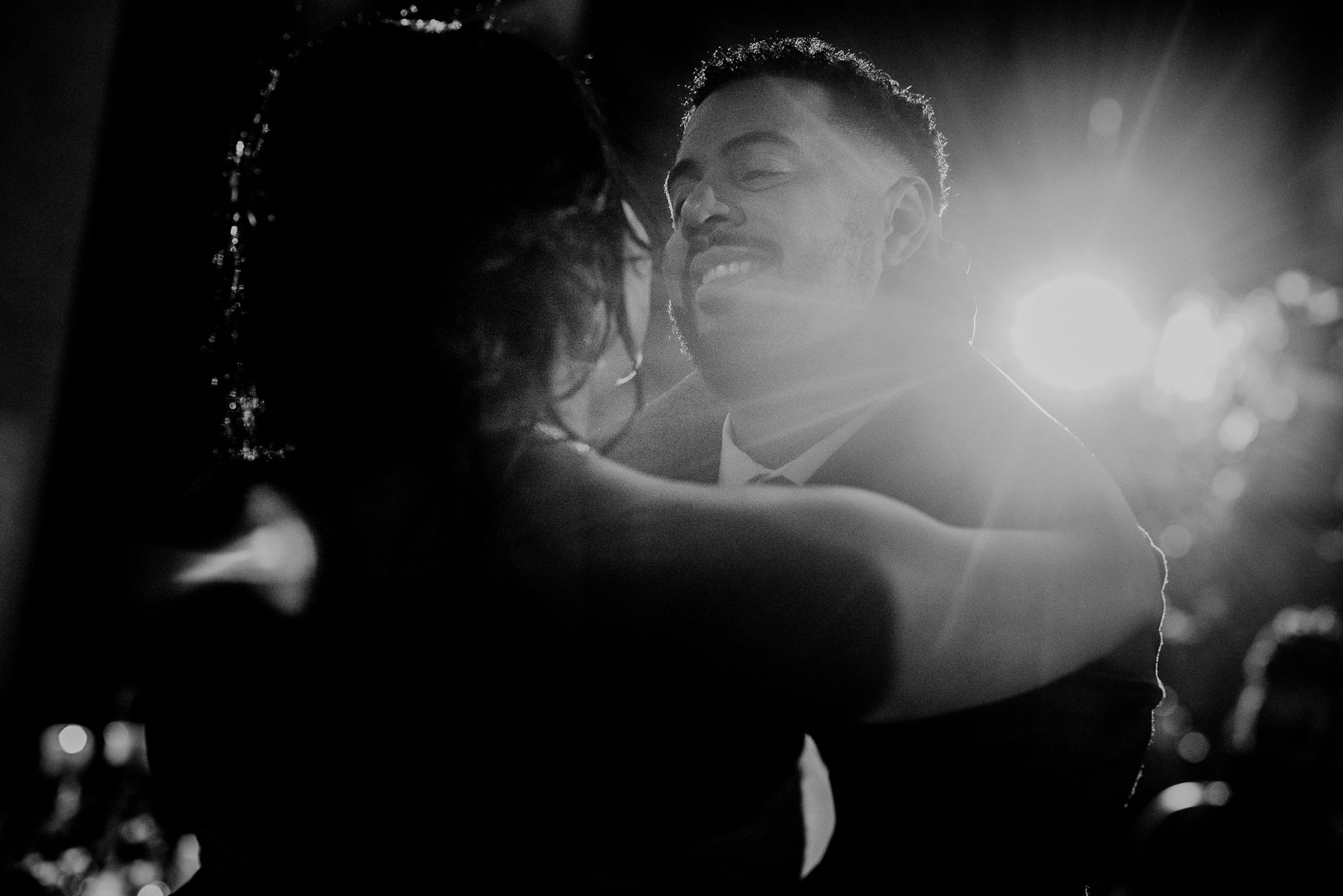 creative black and white first dance photo