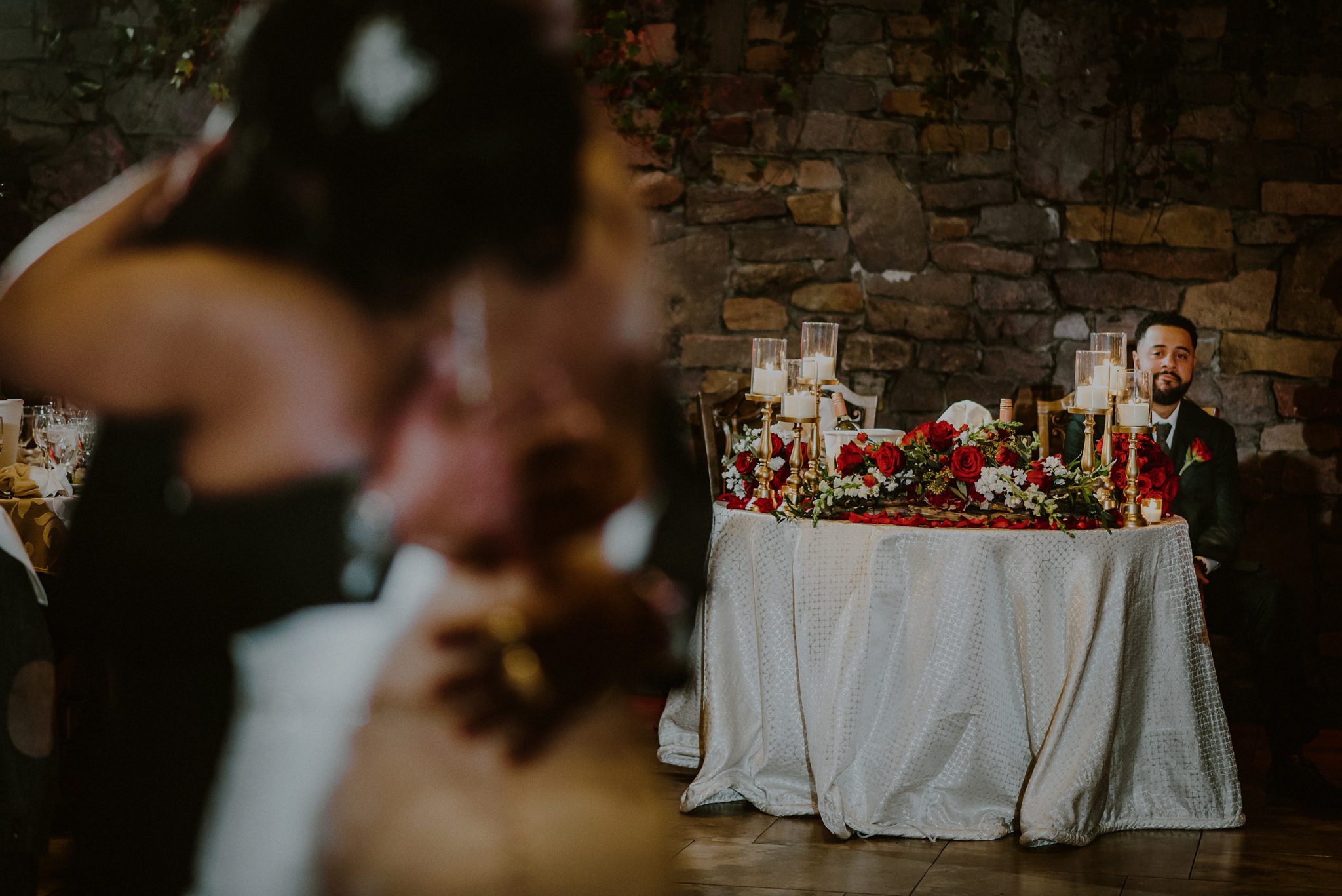 groom watching bride and father dance at fox hollow wedding venue reception