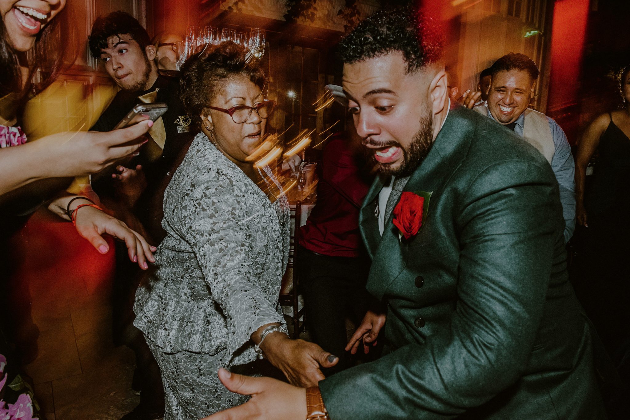 fun wedding reception moments on dance floor at new york wedding