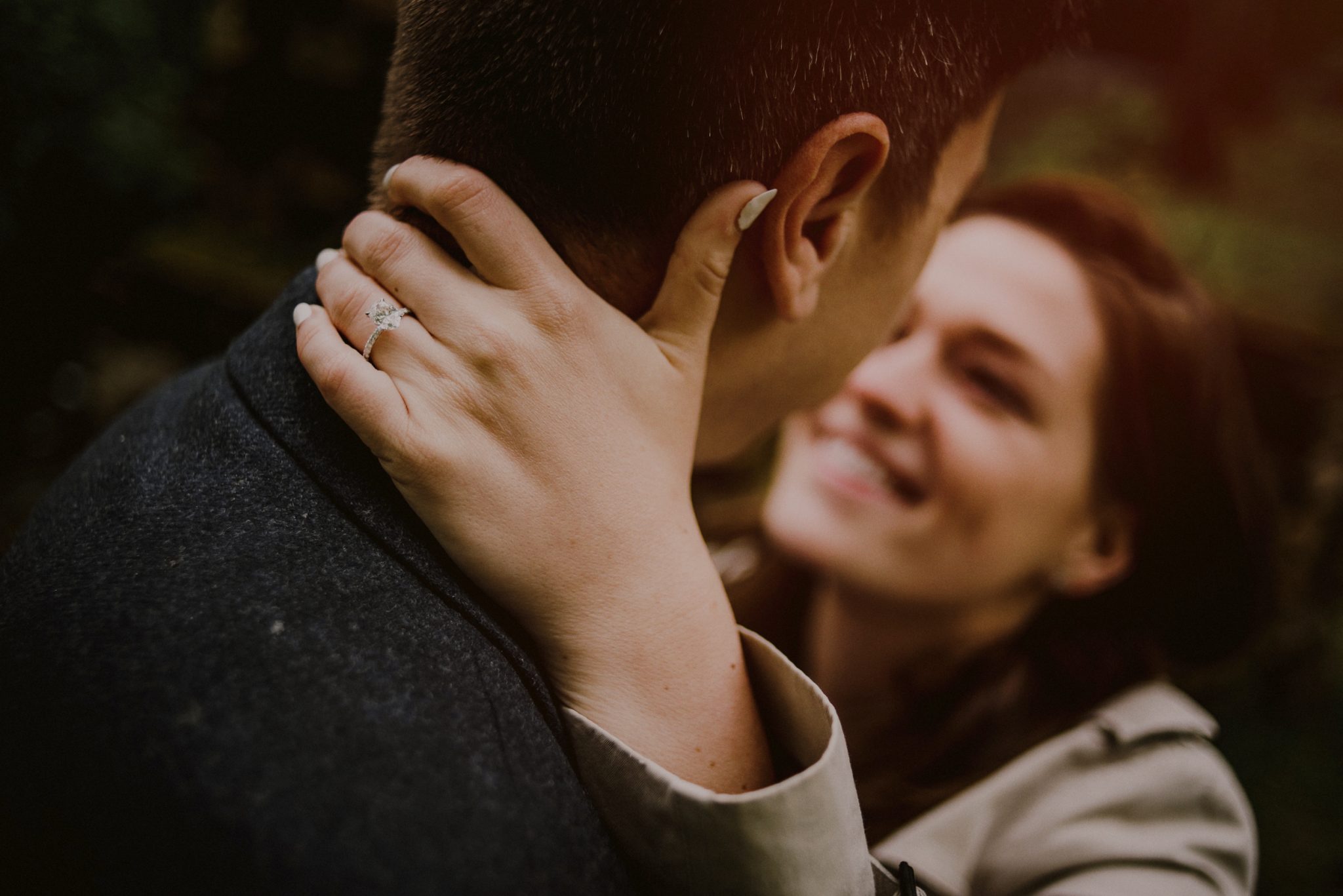 close up of ring detail in engagement photograph