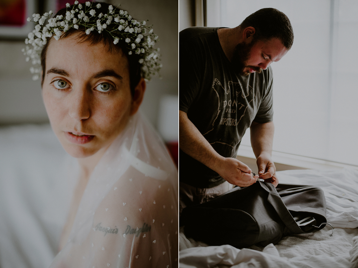 tattooed bride and groom wedding photos