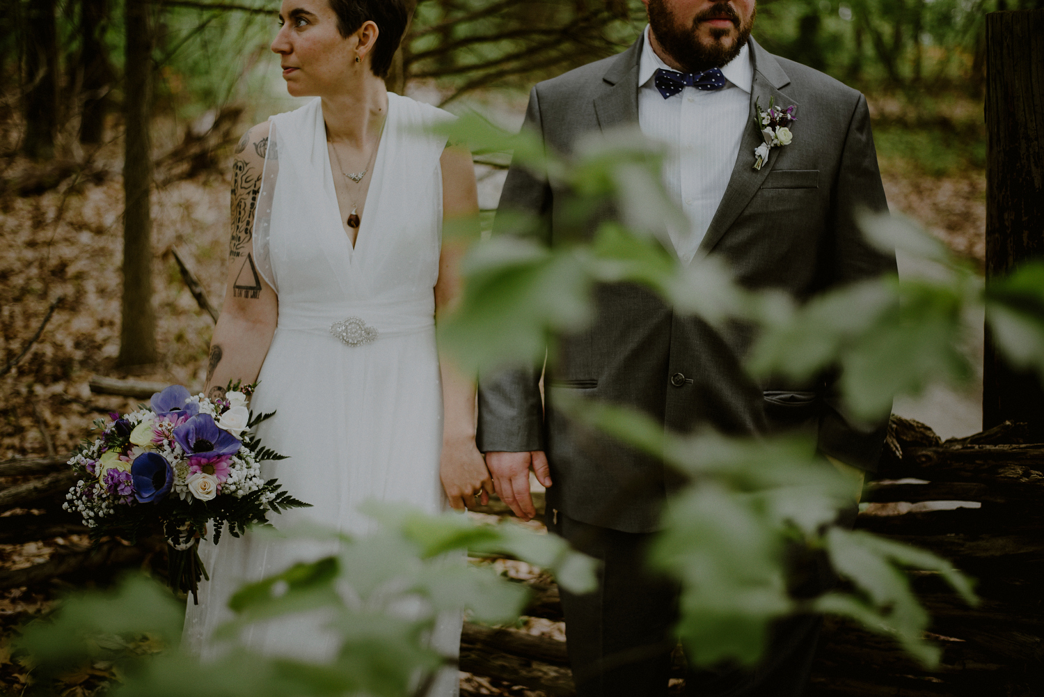 tattooed bride and groom wedding photos