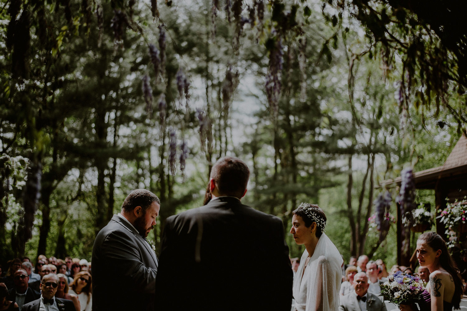 woodsy backyard ceremony in cream ridge NJ