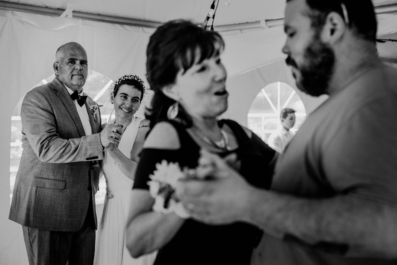 parent wedding dances under tent in nj backyard wedding