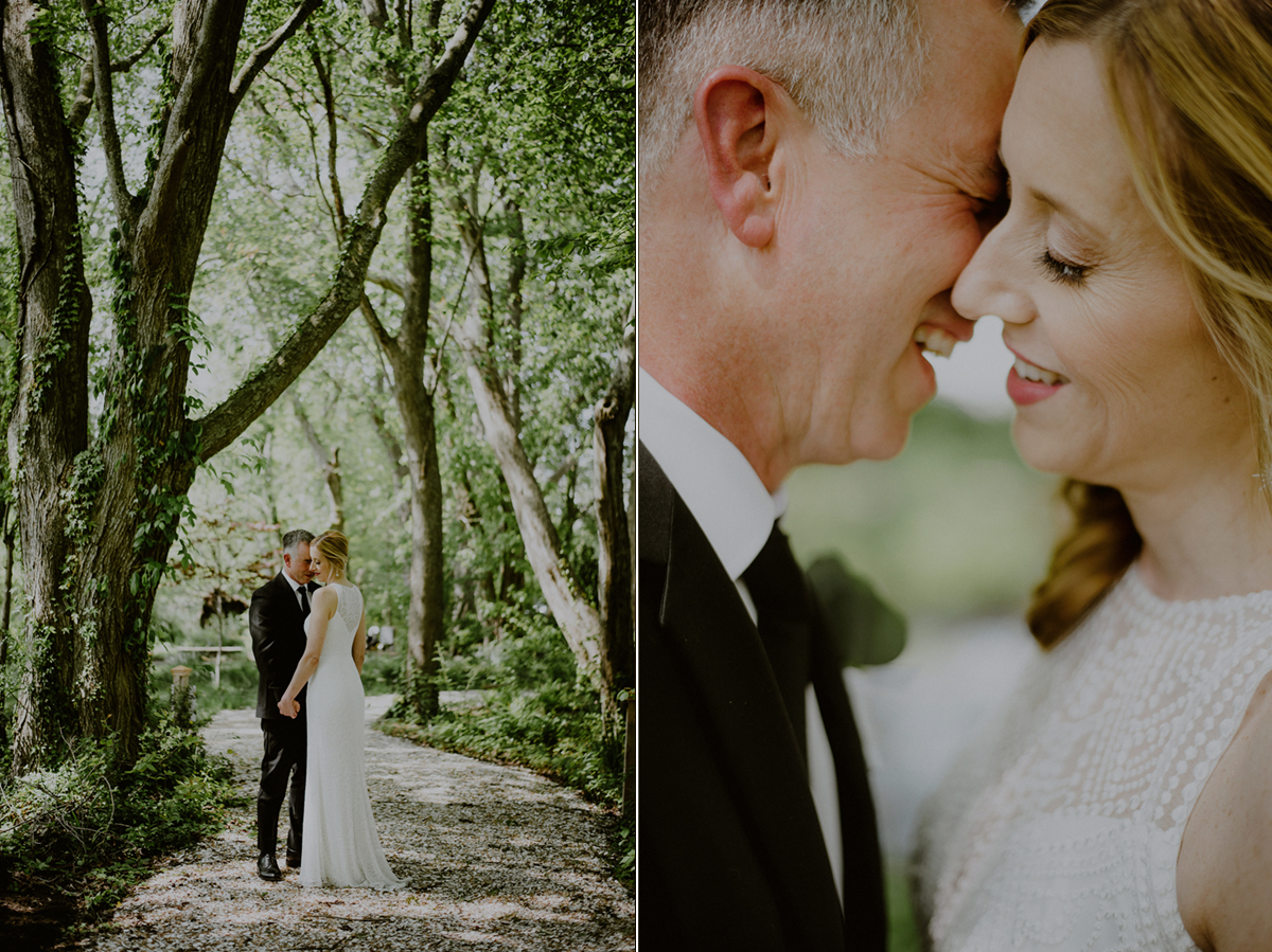 rustic bride and groom portrait at west cape may wedding