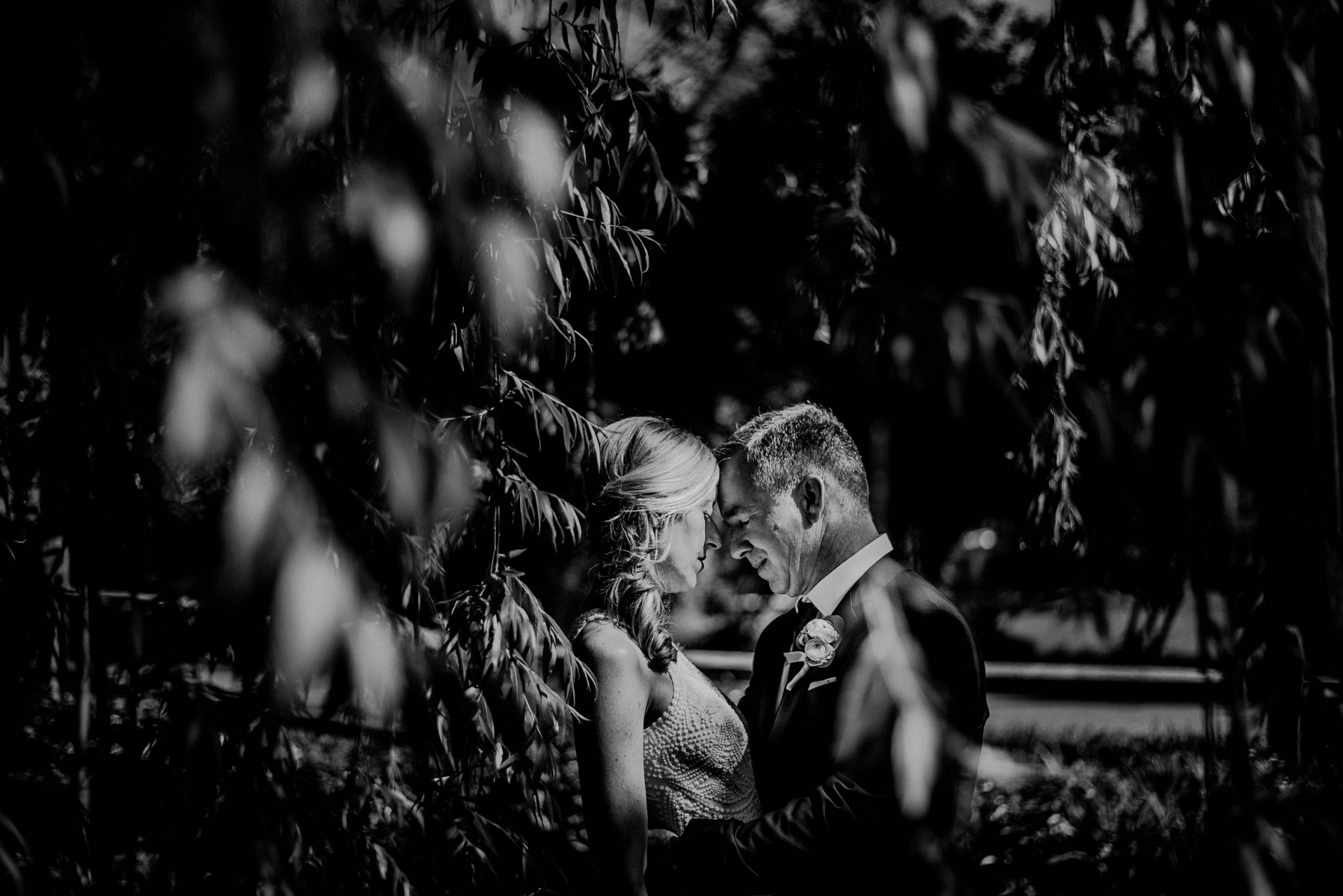 emotional black and white wedding portrait 