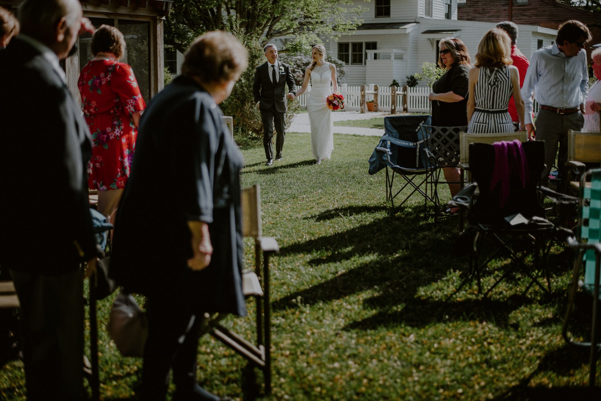 front lawn wedding ceremony in the summer