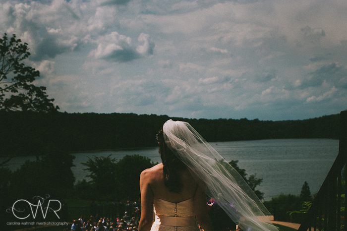 Lake House Inn Perkasie PA Wedding: bride walking down isle by lake