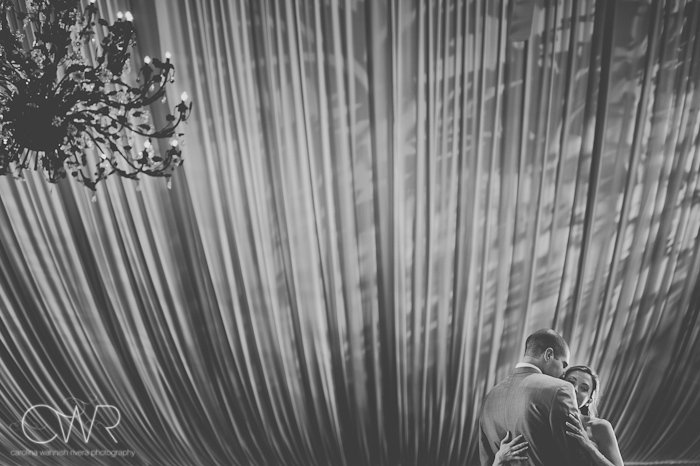 Lake House Inn Perkasie PA Wedding: bride and groom first dance under chandelier and tented ceiling