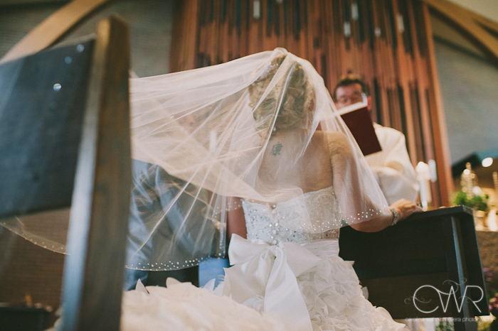 Church of Saint Margaret Morristown NJ Wedding: bride through veil