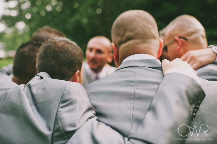 Olde Mill Inn Basking Ridge NJ Wedding: groomsmen huddle