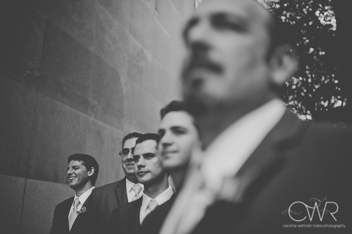 Park Avenue NYC groomsmen in black and white