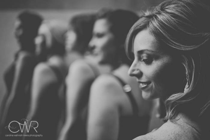 Park Avenue NYC wedding: bridesmaids in black and white