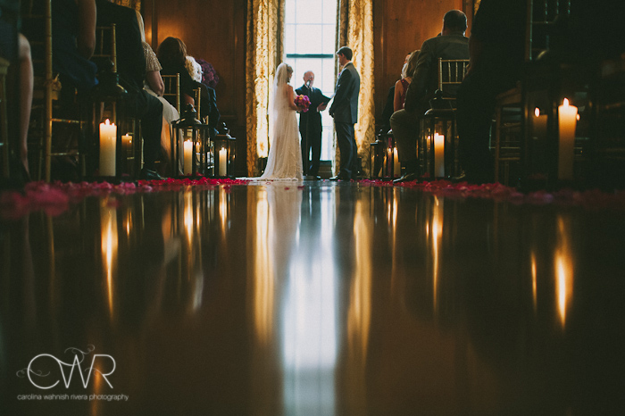 Harold Pratt House NYC Wedding: elegant candlelit indoor ceremony