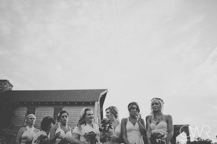 outdoor wedding ceremony emotional bridesmaids