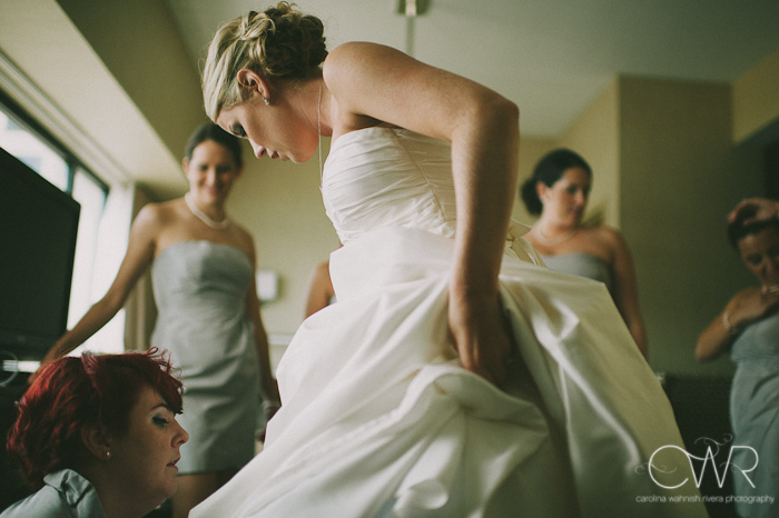 Seton hall NJ Wedding: bride with bridesmaids