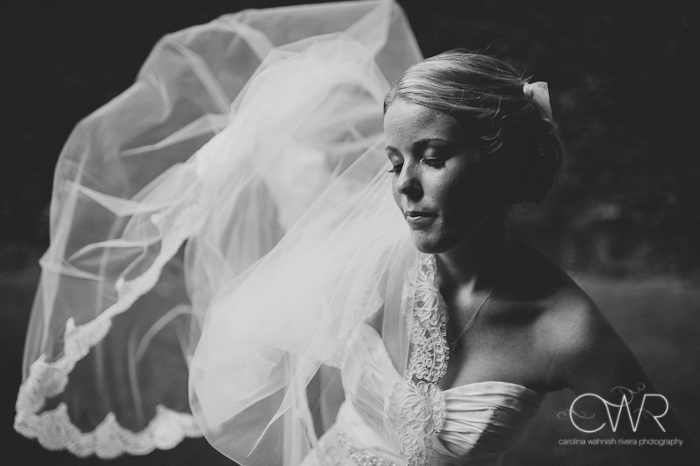 Seton Hall NJ Wedding: black and white portrait of bride with veil