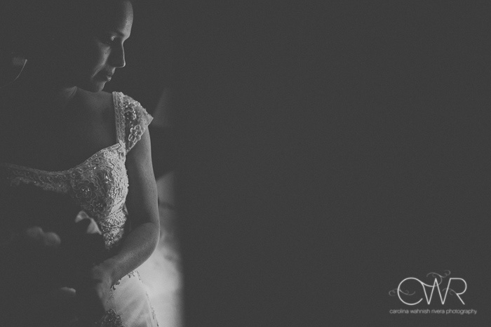 october wedding black and white portrait of bride before ceremony
