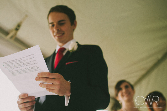 tented wedding groom's funny wedding vows