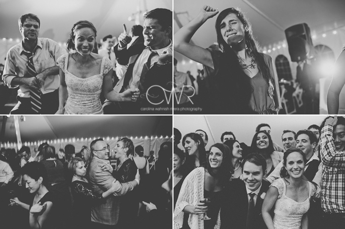 candid wedding photography in black and white of fun dancing photos 