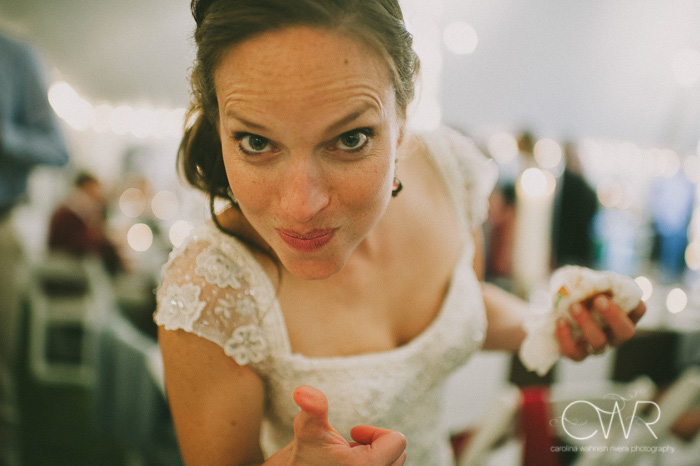 bride after wedding cake cutting