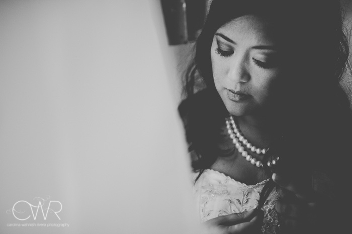 Filipino wedding photography black and white portrait of bride behind the scenes