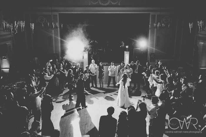 aerial view of first dance, candid wedding photography