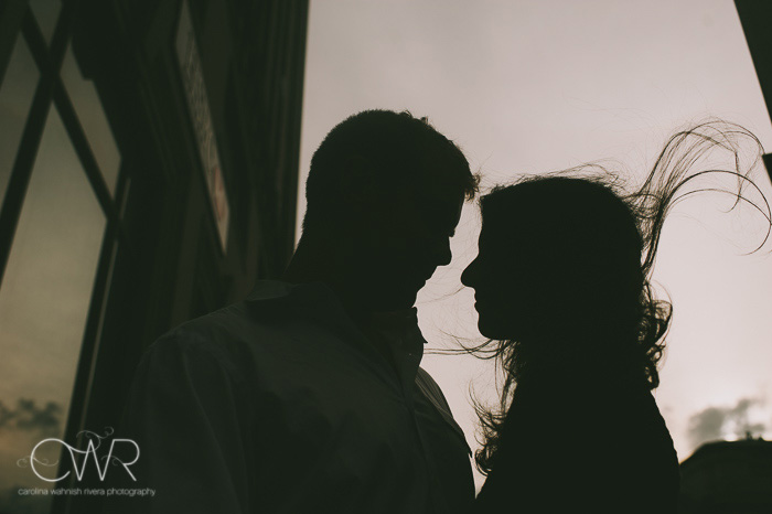 NY wedding silhouette of couple on urban new york street