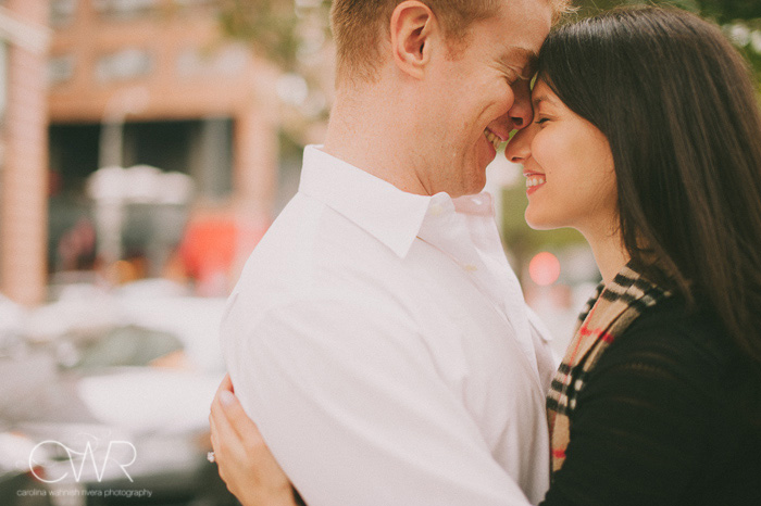 NYC engagement photos in bright and airy park of chelsea neighborhood