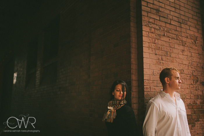 sexy engagement photos in rugged urban street or nyc