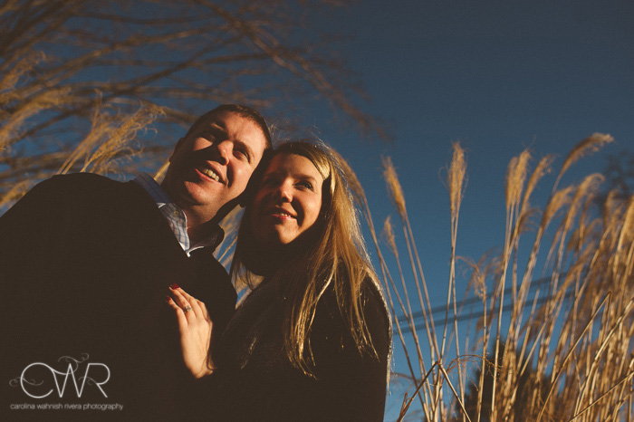 winter wedding photography - engagement photo on sunny december day