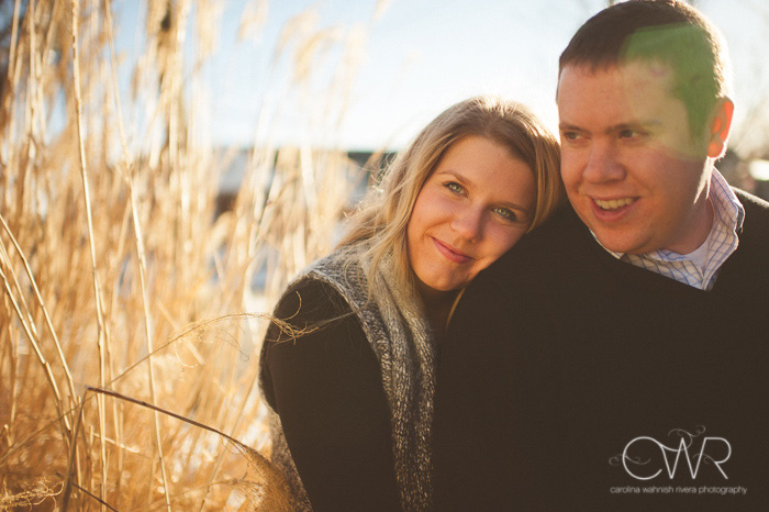 Chester NJ Wedding Photographer - winter portraits of couple in love amongst tall grass