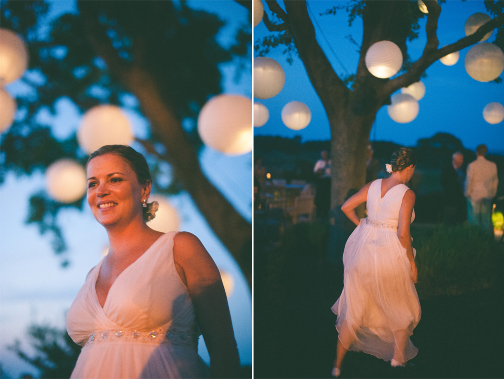 fall outdoor wedding reception at dusk in new york
