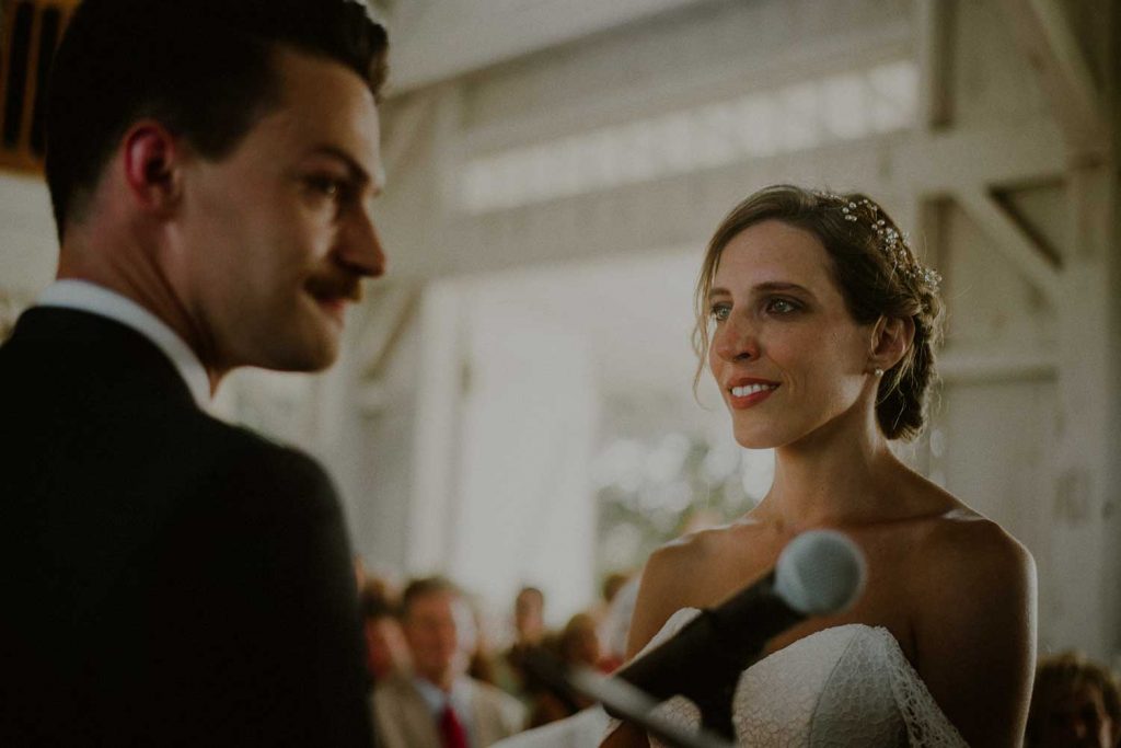 emotional ceremony moment during bonnet island wedding