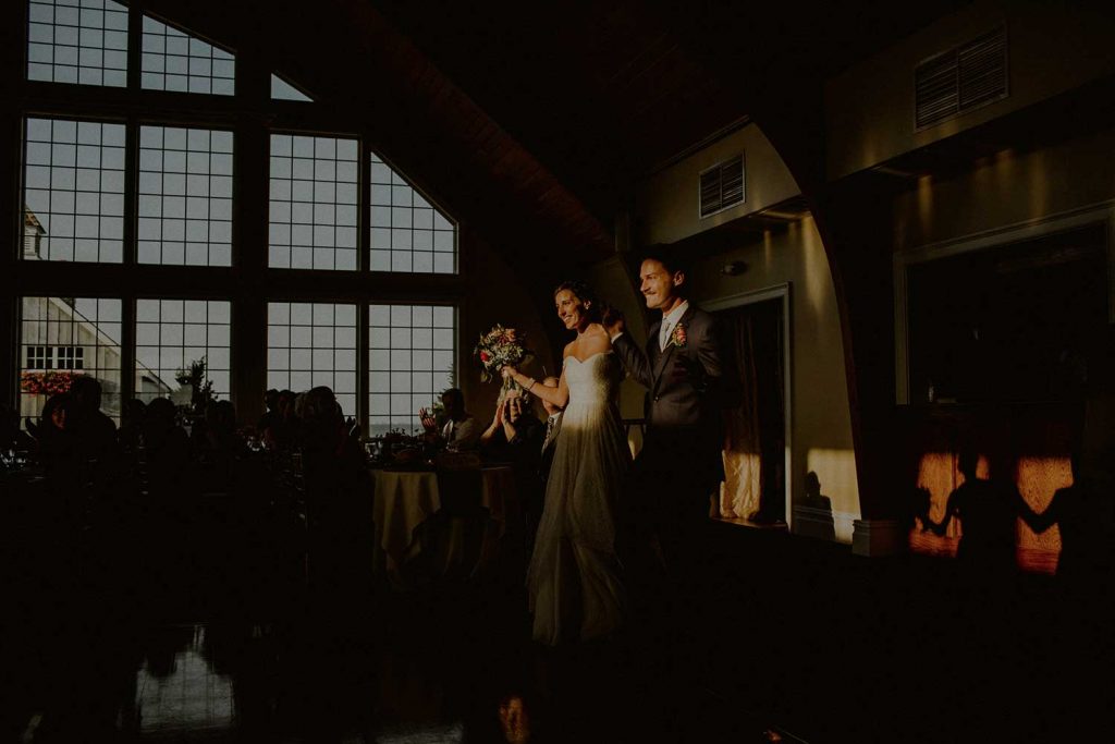 bride and groom grand entrance at bonnet island wedding reception