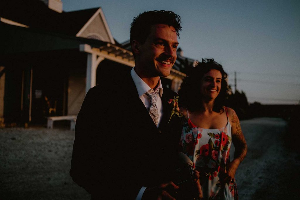 sunset moment with groom at lbi wedding