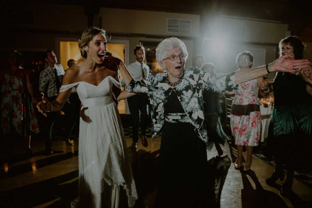 hilarious moment of grandmother dancing at wedding reception