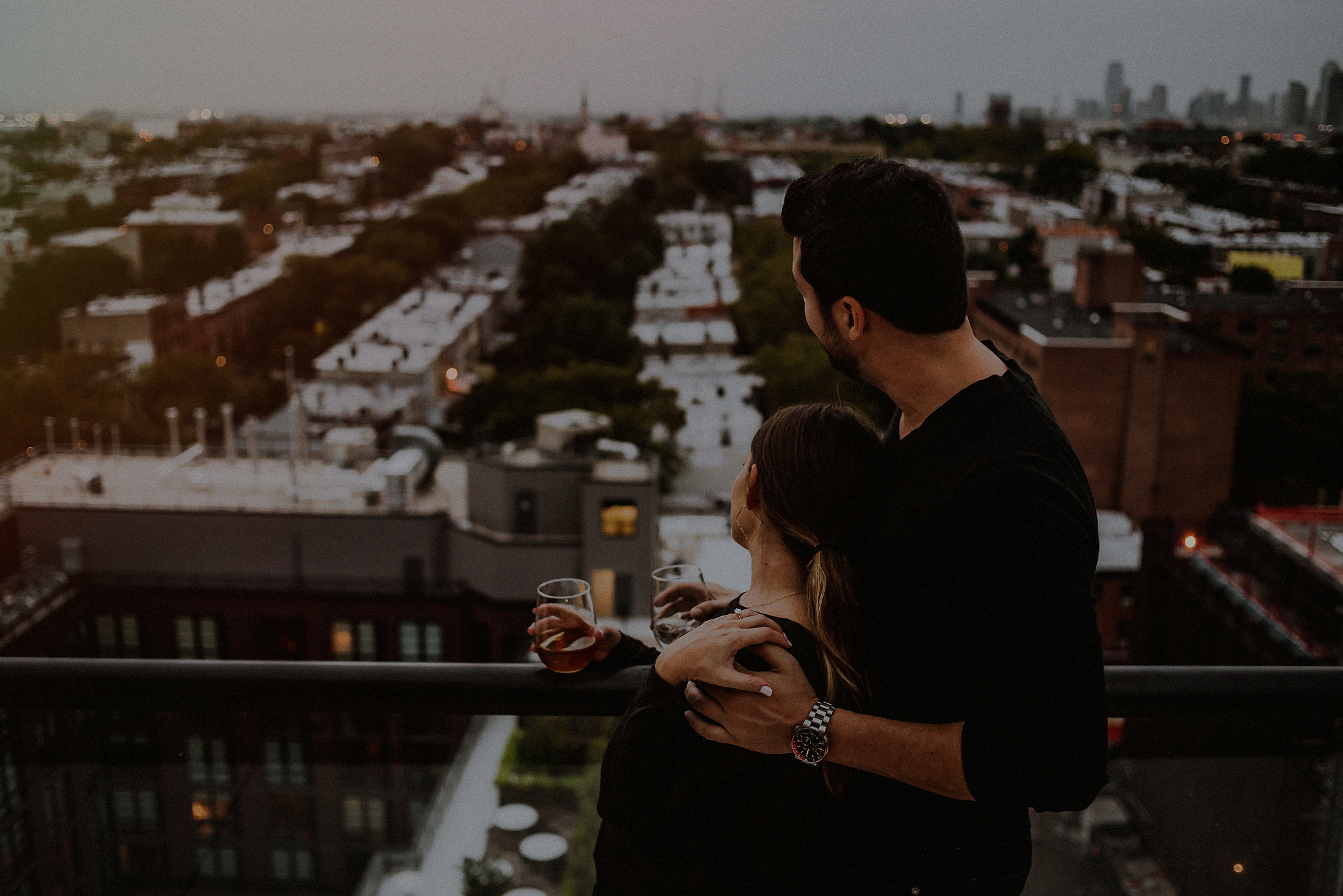 nyc rooftop engagement photos