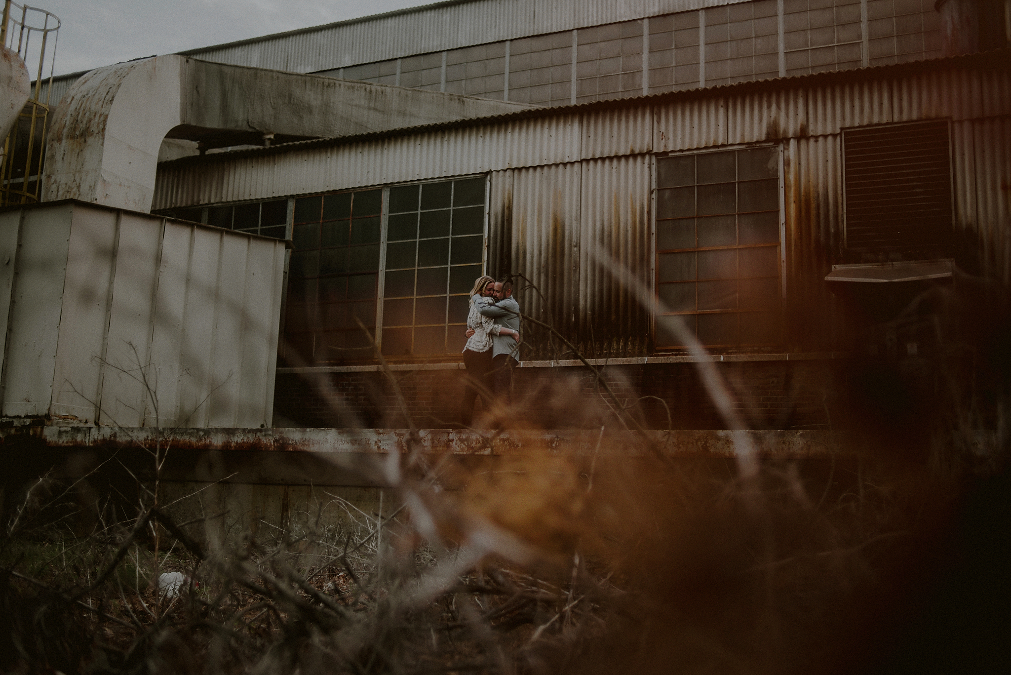 couple in grungy landscape 