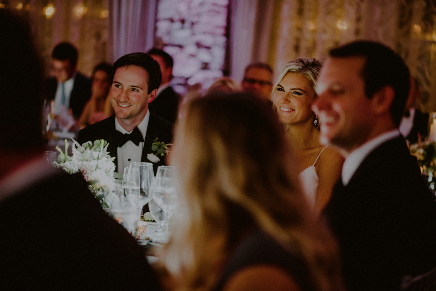 bedminster nj wedding photographer bride and groom reaction to the toast